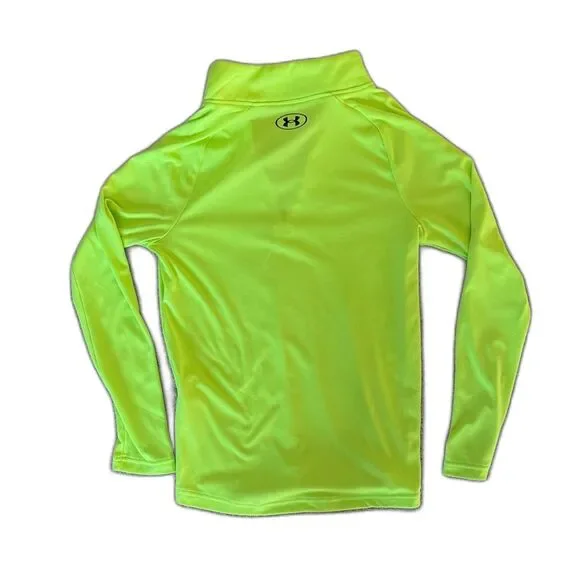 Under Armour Boys 10/12 Neon Green Quarter Zip Pullover YMD Athletic Tech Sporty - Picture 3 of 3